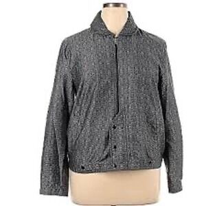 Derek Lam For DESIGNATION Womens XL Black Multi Textured Bomber Jacket